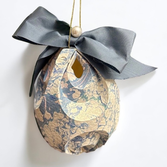 Blue and White Marble Paper Origami Ornament - Picture 3 of 10